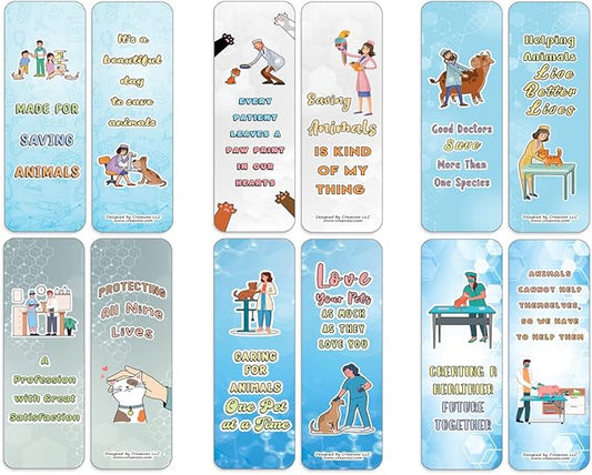 Creanoso Inspiring Vet Bookmarks (10-Sets x 6 Cards) – Daily Inspirational Card Set – Interesting Book Page Clippers – Great Rewards for Adults and Professionals