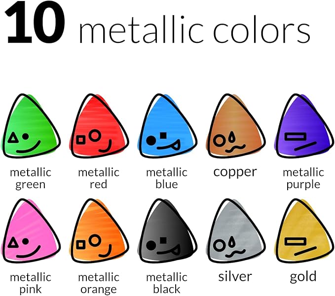 Metallic Liquid Chalk Markers for Chalkboard Signs, Blackboard, Window, Labels, Bistro, Glass, Car (10 Pack, 1mm) - Wet Wipe Erasable Ink Chalkboard Markers, Extra Fine Tip Liquid Chalk Pens