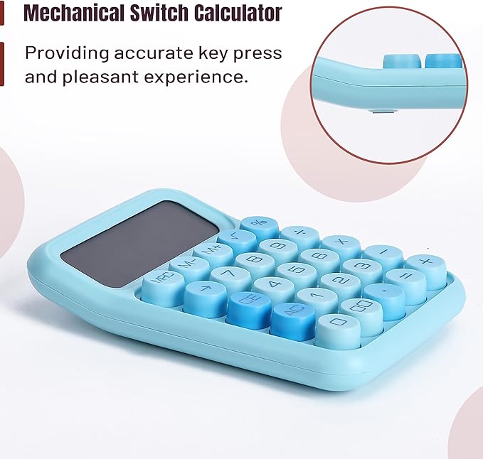 Mr. Pen- Mechanical Switch Calculator, 12 Digits, Large LCD Display, Blue Calculator Big Buttons, Mechanical Calculator, Calculators Desktop Calculator, Cute Calculator, Aesthetic Calculator Blue