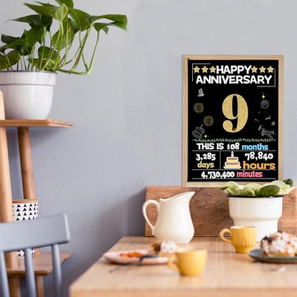 Joycard 9th Anniversary Card for Women Men, Gold Wedding Card for Wife Husband, Sweet Marriage Decorations Gifts for Couple, Perfect for Her Him on Anniversary Day, Back in 2016