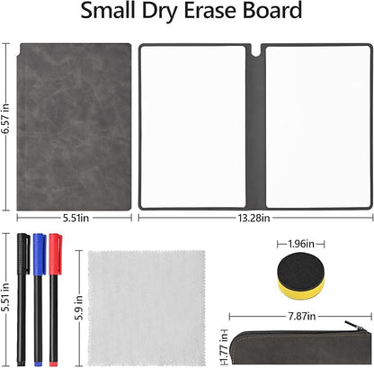 Portable Dry Erase Board,Portable White Board,Small Dry Erase Board,Foldable,Erasable,Repeatable,9.5 * 6.6 inches,for Office,Home,School,Study,Meeting(Black)