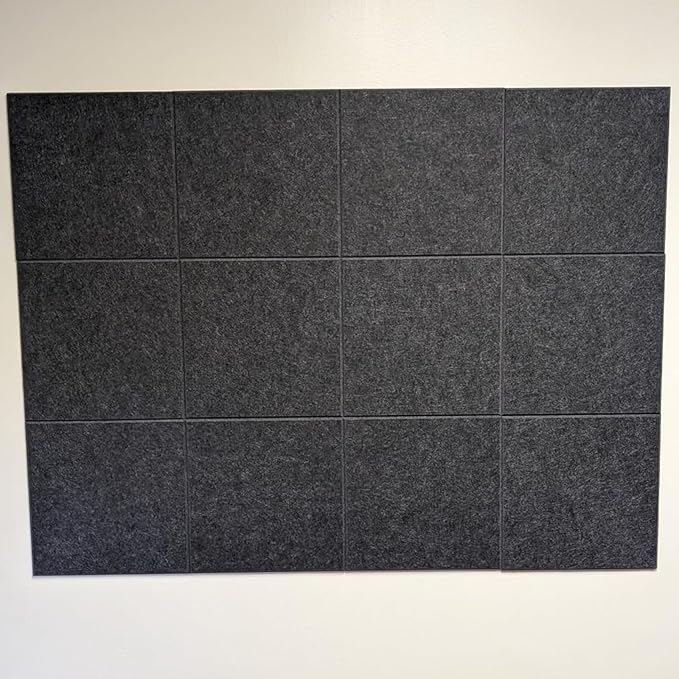 Large Cork Board Alternative - 12 Pack Felt Wall Tiles Office Decor Bulletin Board Cork Boards for Walls, Black Cork Board for Office Pin Board with Safe Adhesive for Office/Home/School