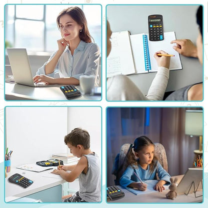 24 Pieces Pocket Size Mini Calculators,Pocket Calculator,Solar Battery Dual Power Desktop Calculators,8 Digit Display Basic Calculator for Students Kids Home Office(Black)