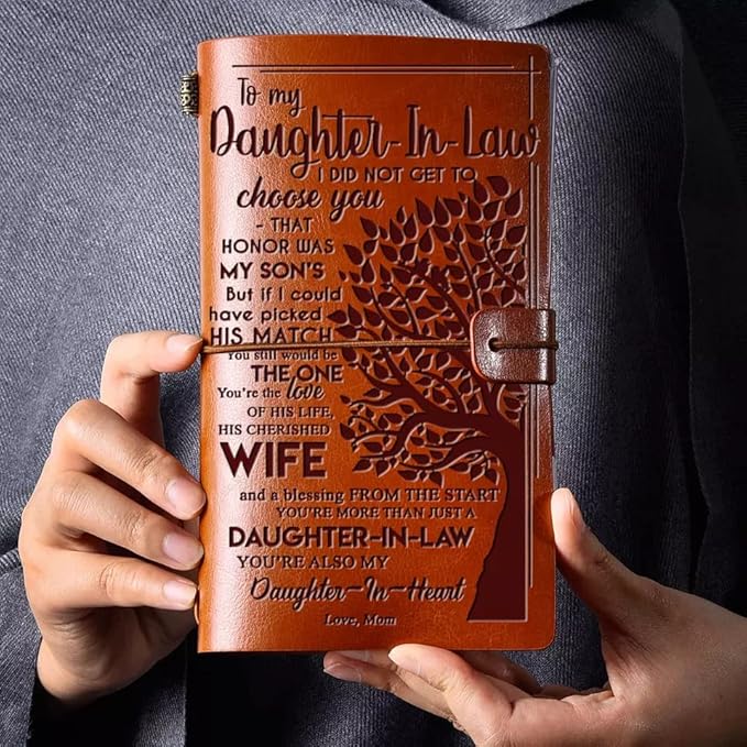 Daughter in Law Gifts from Mother in Law, To My Daughter in Law Leather Journal, 140 Page Refillable Writing Journal, Christmas Birthday Gifts for Daughter in Law for Wedding
