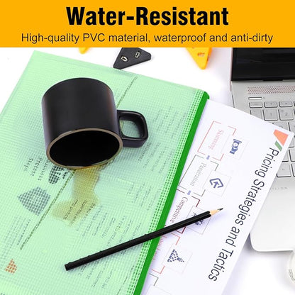 12pcs Large A4 Mesh Zipper Pouch File Bags YOPCDJ Reusable Zippered Pouches for Organizing Classroom, Board Game Storage, Puzzle Bags