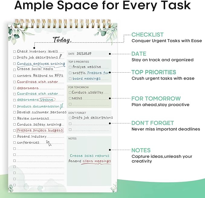 To Do List Pad - To Do List Notebook for Work with 52 Sheets, Undated Daily Planner Perfect for Daily Tasks and Goal Setting, To Do List Notepad Suitable for Office, Home and School-Nature