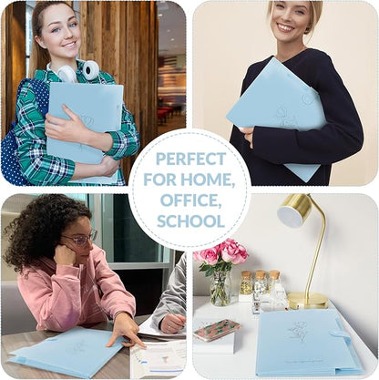 SKYDUE Expanding File Organizer with 5 Pockets, Accordion File Folders with Labels, Portable Document Paper Bill Receipt Organizer, Home College School Office Supplies, Letter Size,Babyblue