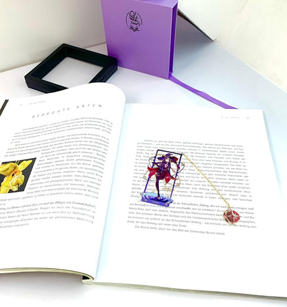 Genshin Impact Mona Metal Bookmark - Anime Figure Merch with 3D Display Box - Birthday Gifts for Fans Friends Gamer Book Lovers - Zllada