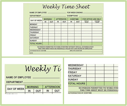 Employee Weekly Time Sheets Weekly Format 2 Part Carbonless 5.5 x 8.26 Inch - Daily Time Sheet Log Book Weekly Format 100 Sets