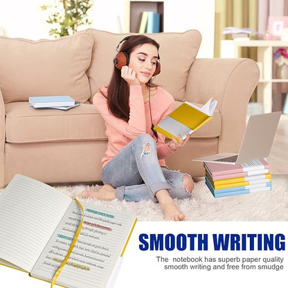 Lined Journal Notebook, (bright yellow), 160 Pages, Medium 5.7 inches x 8 inches - 100 gsm Thick Paper, Hardcover