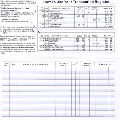 24 Pack Check Register, Checkbook Registers for Personal, Blank Ledger Transaction Registers for Personal or Business, Check Register Book for Checking and Saving Account, Deposit and Credit Card