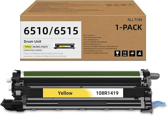 6510 6515 Drum Unit Remanfactured 108R01419 Yellow Drum Unit Replacement for Xerox Phaser 6510DNM 6510DN 6510DNI 651 WorkCentre 6515DNI 6515DNM 6515DN 6515N Printer(1-Pack)
