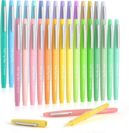 Lelix 30 Colors Felt Tip Pens, Medium Point Pastel Colored Pens, Felt Tip Markers Pens For Journaling, Writing, Note Taking, Planner Coloring, Perfect for Art Office and School Supplies