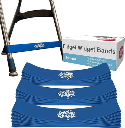 Chair Bands for Kids with Fidgety Feet - Fidget Bands for Classroom Chairs, Feety Bands, Sensory Flexible Bands, ADHD Chair Bands for kids, Anti-Snap Bands for Desk and Seats Blue (Pack of 24)