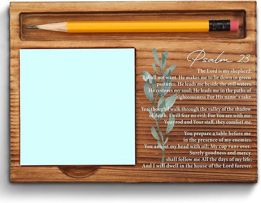 vizuzi Bible Verse Psalm 23 Christian Decor Sticky Note Holder Gifts for Women Men Prayer Coworkers Employees Friends Inspirational Positive Scripture Desk Self-Stick Note Pad Holders ZSS49