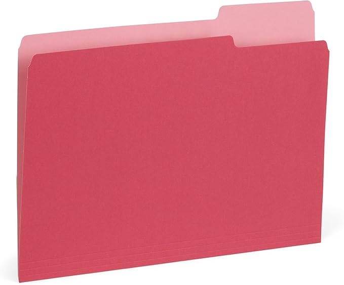 100 Blue Summit Supplies Colorful File Folders with Tabs – Multi Colored File Folders, 1/3 Cut Top Tabs, Letter Size, Durable 11pt Paper, Two Tone, Assorted Colors, Bulk 100 Pack