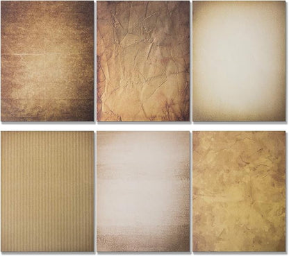 120 Pack Vintage Paper and Envelopes - 60 Sheets of Antique Looking Papers & 60 Antique Style Envelopes - Six Classic Aged Paper Designs - Vintage Printing paper, Vintage Writing Paper, 8.5 x 11 inch