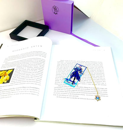Genshin Impact Neuvillette Metal Bookmark - Anime Figure Merch with 3D Display Box - Birthday Gifts for Fans Friends Gamer Book Lovers - Zllada