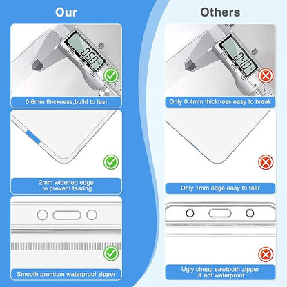 10 Pack Badge Holder Vertical Clear Plastic Waterproof Name Tag Holder Fit Social Security Card and Gift Card, Name Tag Holder for Nurse, Teacher and Student