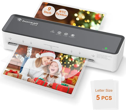 Bonsaii 9 Inch Laminator, Laminator Machine with Laminating Sheets, Laminating Machine for Teacher Personal, Home, Office, and Classroom Organization Supplies - L421-A Grey