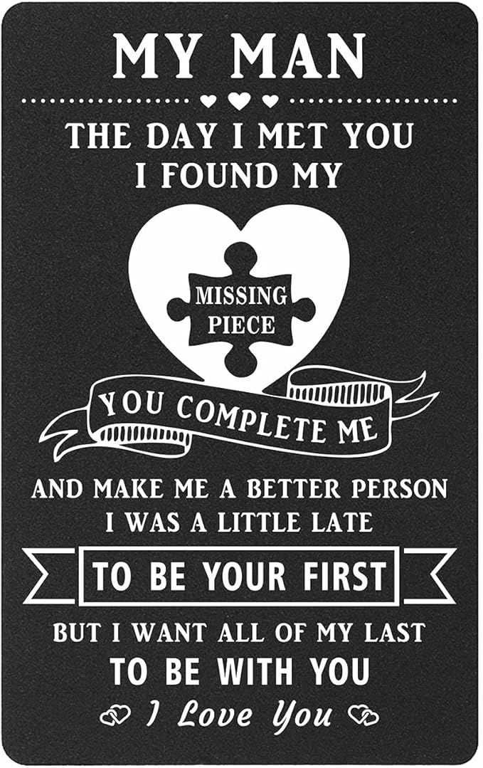 TANWIH To My Man Wallet Insert Card, Unique Anniversary Valentines Cards Gift for Boyfriend, I Love You Gifts for Men, Birthday Fathers Day Presents