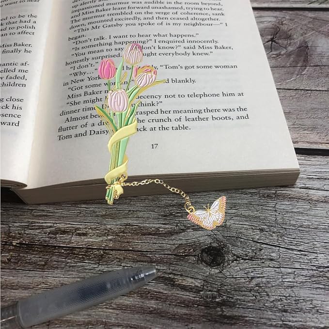 Bookmarks for Book Lovers Book Marks for Reading Women Birthday Graduation Christmas Gifts for Her Cute Metal Bookmark Book Markers Stocking Stuffers for Teens (Tulip)