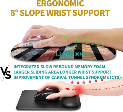 Hokafenle Ergonomic Mouse Pad Wrist Support, Wrist Rest Mousepad for Carpal Tunnel Pain Relief with Integrated Memory Foam Slope Massage Bulge (11.8x7.9 inch,Cute Cat Claw