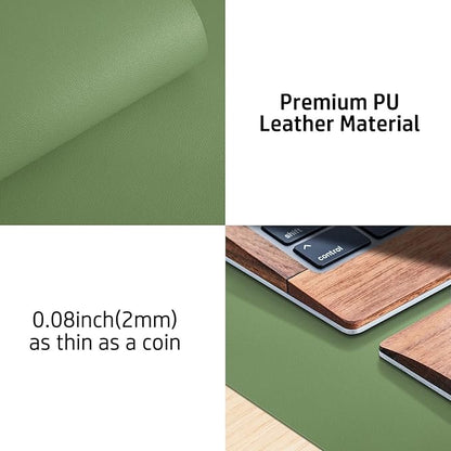 Aothia Leather Desk Pad Protector, Mouse Pad, Office Desk Mat, Non-Slip PU Leather Desk Blotter, Laptop Desk Pad, Waterproof Desk Writing Pad for Office and Home (48"x17", Olive Green)
