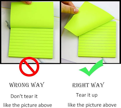 8 Pads Lined Sticky Notes 4x4 in Post, 8 Colors Self Sticky Notes Pad Its, Bright Stickies Colorful Big Square Sticky Notes for Office, Home, School, Meeting, 50 Sheets/Pad