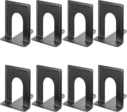 MaxGear 8.5 in Extra Large Heavy Duty Metal Book Ends, Classic Black Premium Bookends for Shelves, Non-Skid Bookend, Book Stopper for Books/Movies/CDs/Games, 8.5 x 5.9 x 7.8 in,4 Pairs