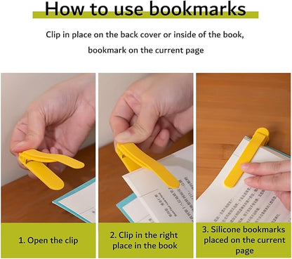 6pcs Silicone Automatic Bookmarks, Book Marks Gifts for Reading Women, Men, Kids, Book Lovers, Readers, Unique Cute Book Accessories, Stay in Place and Follow as You Read"
