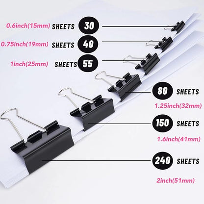 Binder Clips, Medium Binder Clips,36 Pcs 1.25 Inch,Black Metal Binder Clips and Paper Clips for Office, Home, School