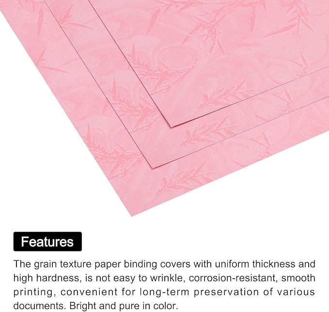 MECCANIXITY 100pcs A4 8-1/2 x 11.5 Inch Presentation Binding Covers Letter Size Leather Textured Grain Paper Un-Punched for Business Reports, Rose Pink