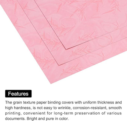 MECCANIXITY 100pcs A4 8-1/2 x 11.5 Inch Presentation Binding Covers Letter Size Leather Textured Grain Paper Un-Punched for Business Reports, Rose Pink