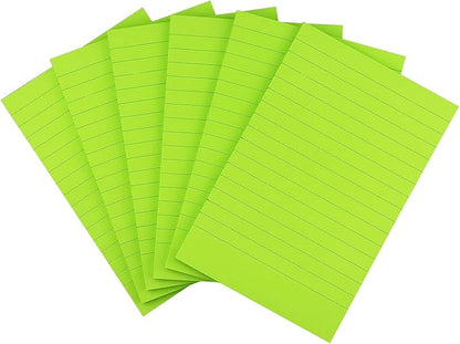 Early Buy 6 Pads Lined Sticky Notes with Lines 4x6 Self-Stick Notes Bright Color Sticky Notes, 45 Sheets/Pad (Green)