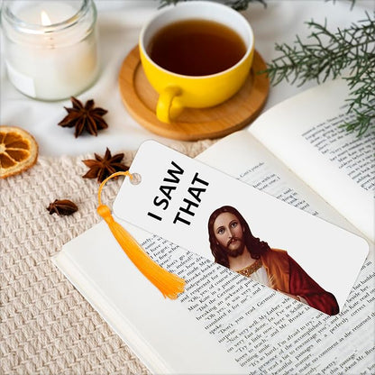 8 Pack Peeking Jesus Bookmark, Peeking Jesus is That Smut Bookmark, Peeking Jesus I Saw That Bookmark, Whatcha Doin'? (Gold)