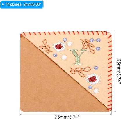 PATIKIL Personalized Embroidered Corner Bookmark, Cute Flower Felt Stitched Triangle Book Mark Page Marker for Women Men Book Lovers Teachers, Pink, Letter Y