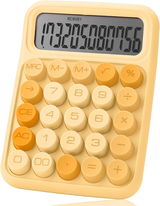 Mr. Pen- Mechanical Switch Calculator, 12 Digits, Large LCD Display, Orange Calculator Big Buttons, Mechanical Calculator, Calculators Desktop Calculator, Cute Calculator, Aesthetic Calculator