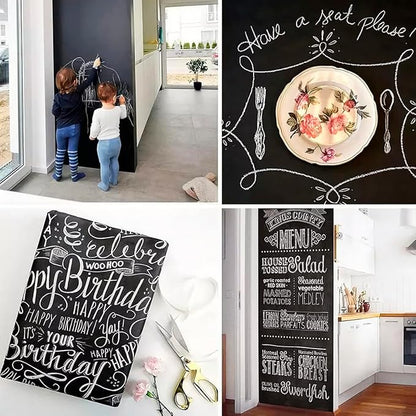 Large Chalkboard Wallpaper Stick and Peel(1.48ft.x9.8ft.) Chalk Board Wall Paper Chalk Paint Removable Renovate Blackboard Sticker with 5 Chalks for Home&Office Wall Board Sign(17.7 * 118Inches)
