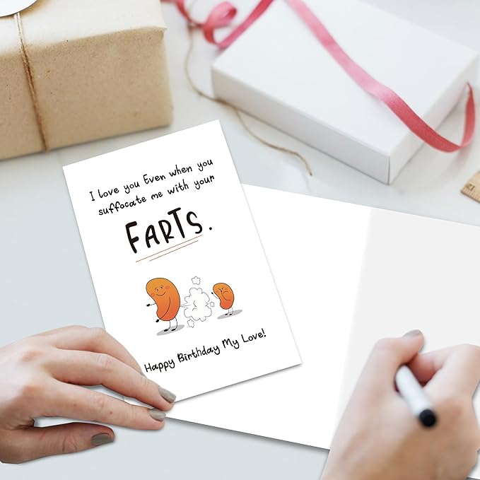 Funny Birthday Card for Couples, Cute Fart Birthday Card for Boyfriend Husband, I Love You Even When You Suffocate Me With Your Farts...