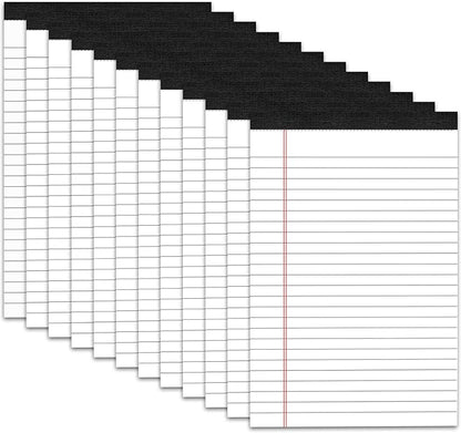 12 Pack Note Pads 5 x 8 Inch 80gsm Quality Small Notepad College Ruled Legal Pads, White Lined Double Sided Printing Writing Pads, 30 Sheets/Pad, Perforated Paper for Note-Taking, Grocery List