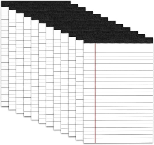 12 Pack Note Pads 5 x 8 Inch 80gsm Quality Small Notepad College Ruled Legal Pads, White Lined Double Sided Printing Writing Pads, 30 Sheets/Pad, Perforated Paper for Note-Taking, Grocery List