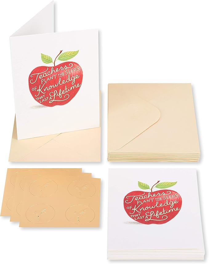Papyrus Blank Cards with Envelopes, Apple for Teacher (14-Count)