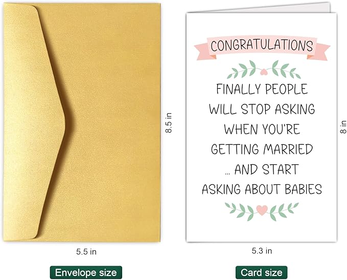Funny Wedding Congratulations Card for Friend & Couple, Bride Shower & Engagement Card - Will Stop Asking When You're Getting Married