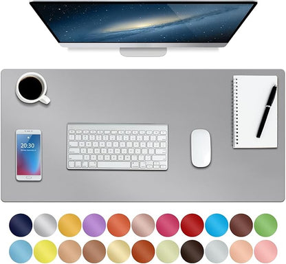 Boutilon Leather Desk Pad 35"x 17" Non-Slip Mouse Pad,Office Desk Mat,Waterprooft PU Leather Desk Blotter,Desk Pad Protector,Desk Writing Pad for Home Office Decor (L-Grey,35"x 17")