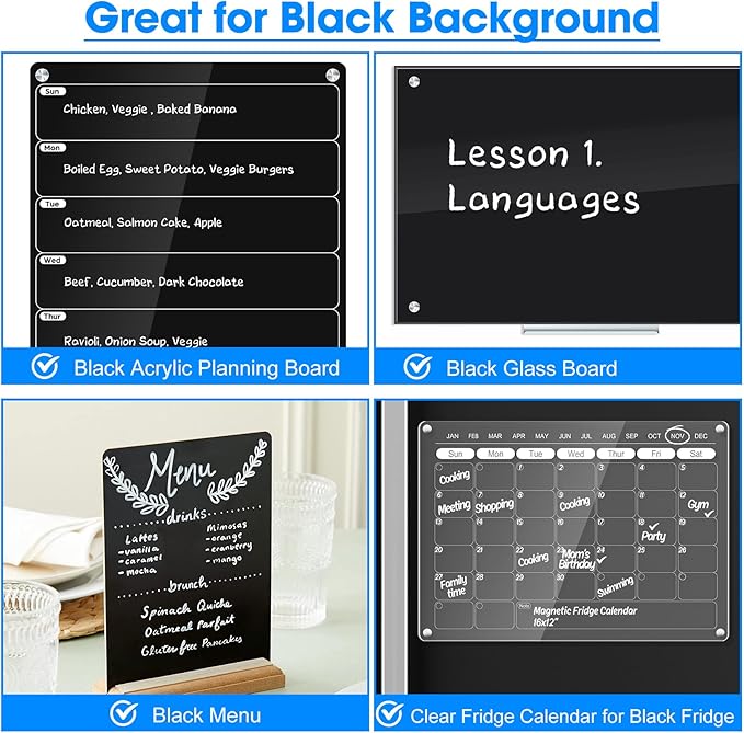 Liquid Chalk Markers White for Blackboard Wet Erase Marker for Black Glass Dry Erase Board Black Acrylic Planning Board Window Mirror Halloween Painting, 14 White Markers, 1mm Fine Tip, Easy Wet Erase