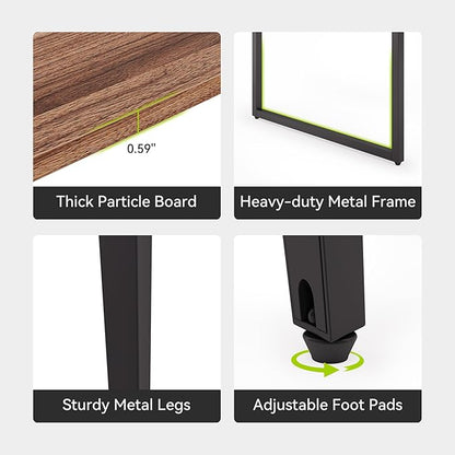 LITTLE TREE 8FT Conference Room Table, 94.48L x 47.21W x 29.52H Boat Shaped Meeting Table, Dark Walnut