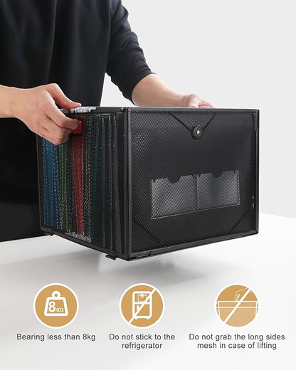 Oterri Hanging File Organizer, Metal File Organizer, Portable Desktop File Organizer for Letter Size Folder, Mesh Hanging File Crate for Office,Folders Not Included(Cool Black-Large,1 Pack)