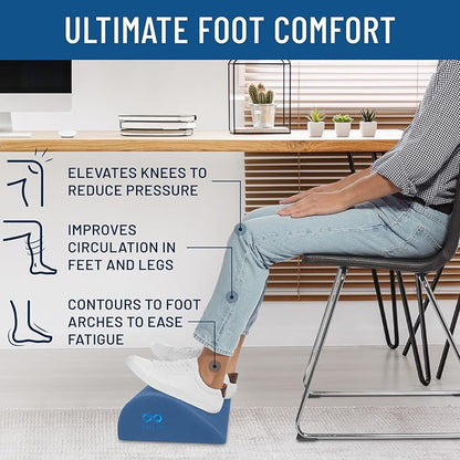 Foot Rest for Under Desk at Work - Memory Foam Office Foot Stool & Under Desk Footrest Leg Elevation Pillow for Gaming & Home Office, Supports Posture