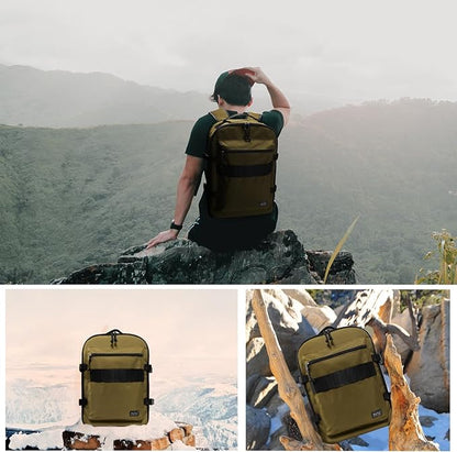 Travel Backpack 17L Lightweight Casual Small Carry-on Daypack 15-inch Laptop Notebook, Underseat Overnight Weekender, Khaki